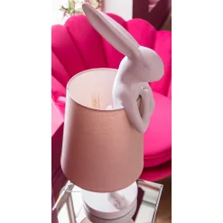 KARE Design Lampe Animal Lapin Blanche Et Rose 68cm ^ Lampe De Table