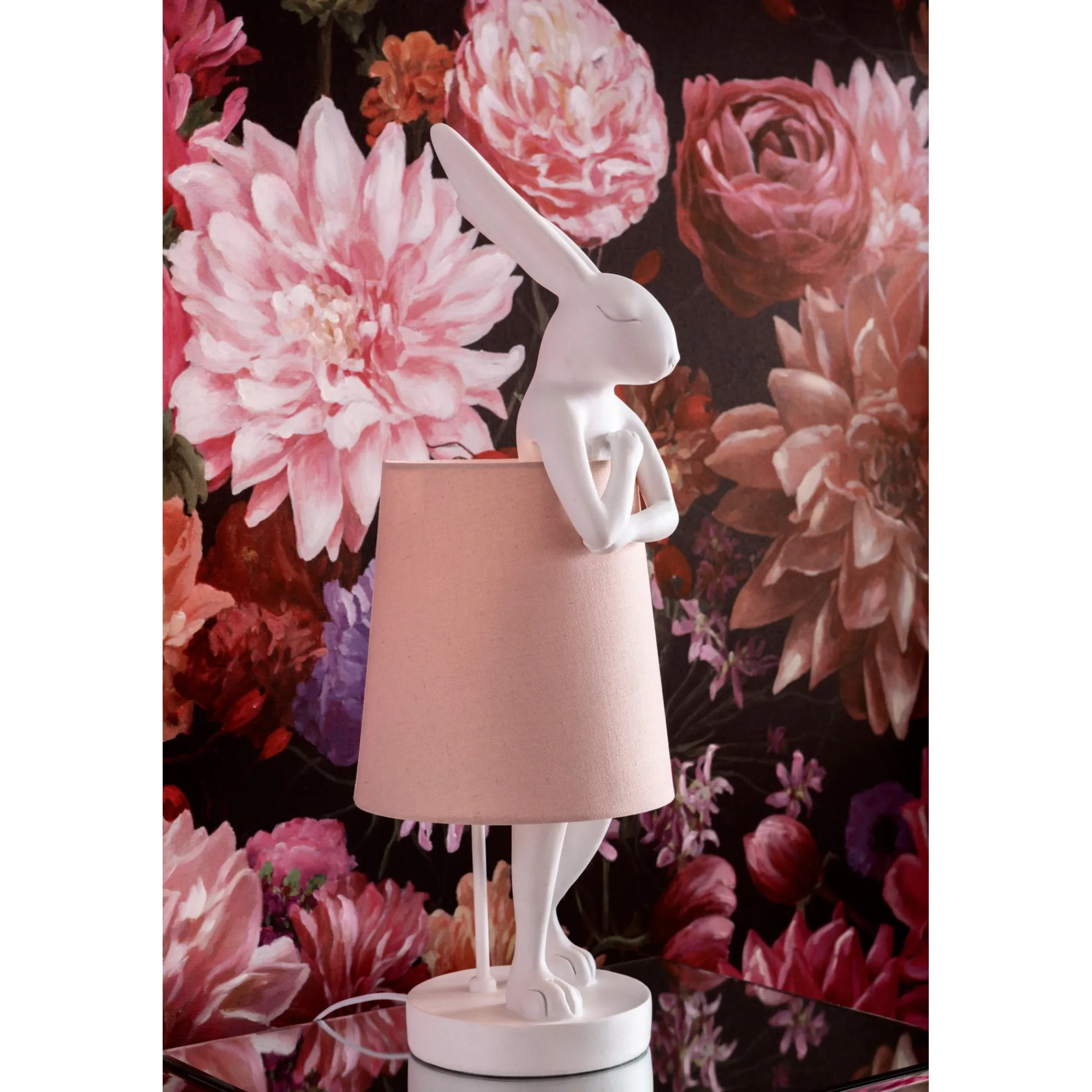 KARE Design Lampe Animal Lapin Blanche Et Rose 68cm ^ Lampe De Table