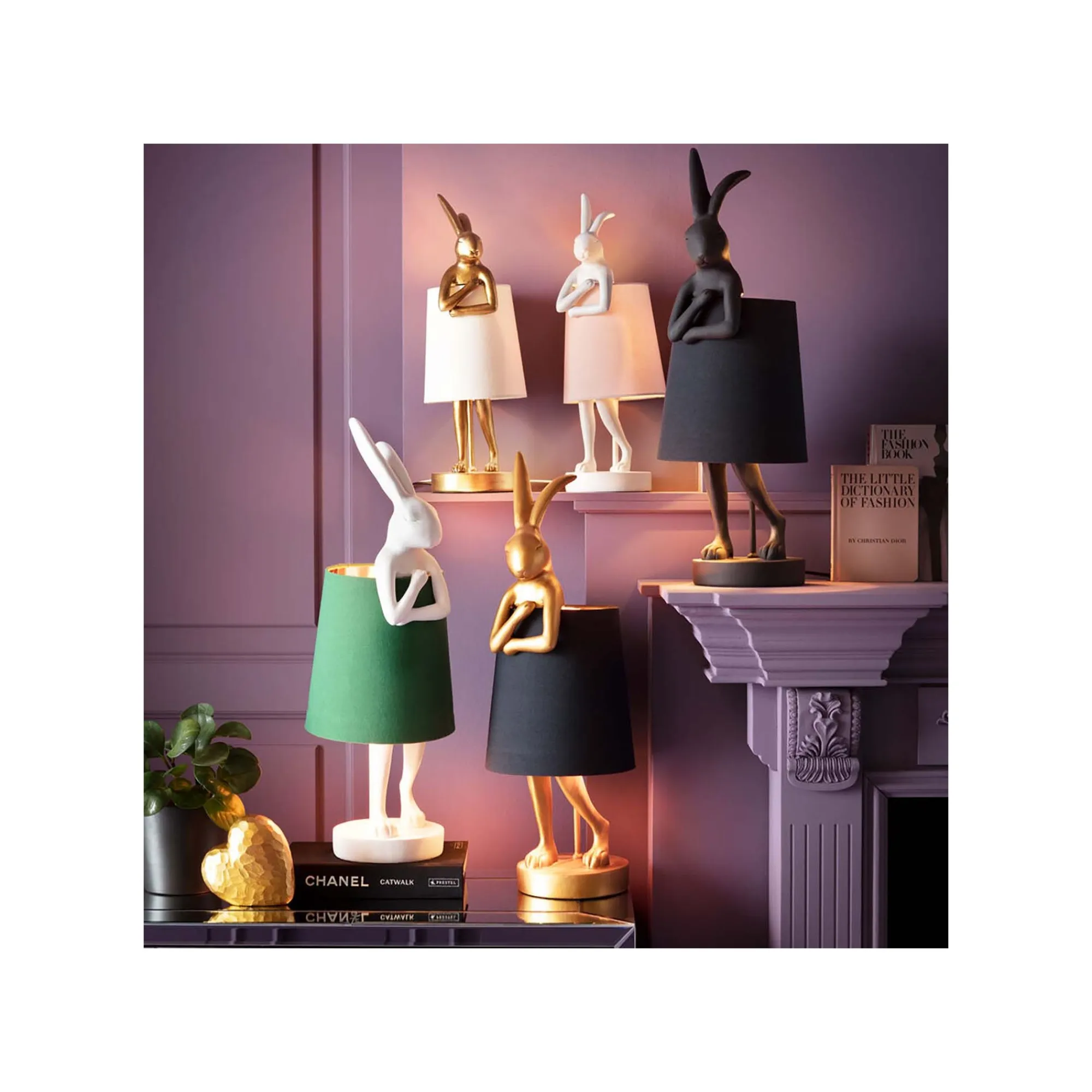 KARE Design Lampe Animal Lapin Dorée Et Noire 68cm ^ Lampe De Table