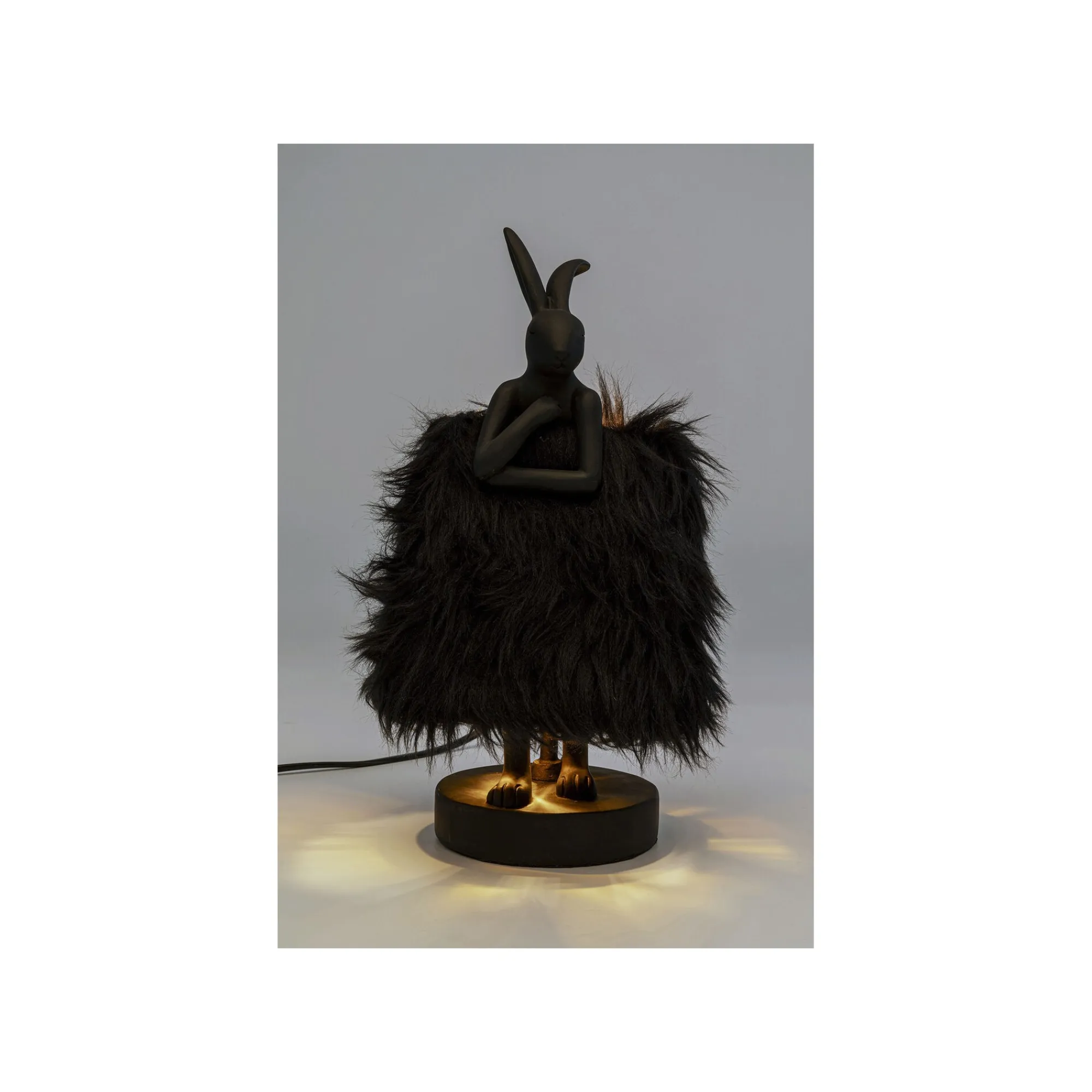 KARE Design Lampe Animal Lapin Fluff Noir 30cm ^ Lampe De Table
