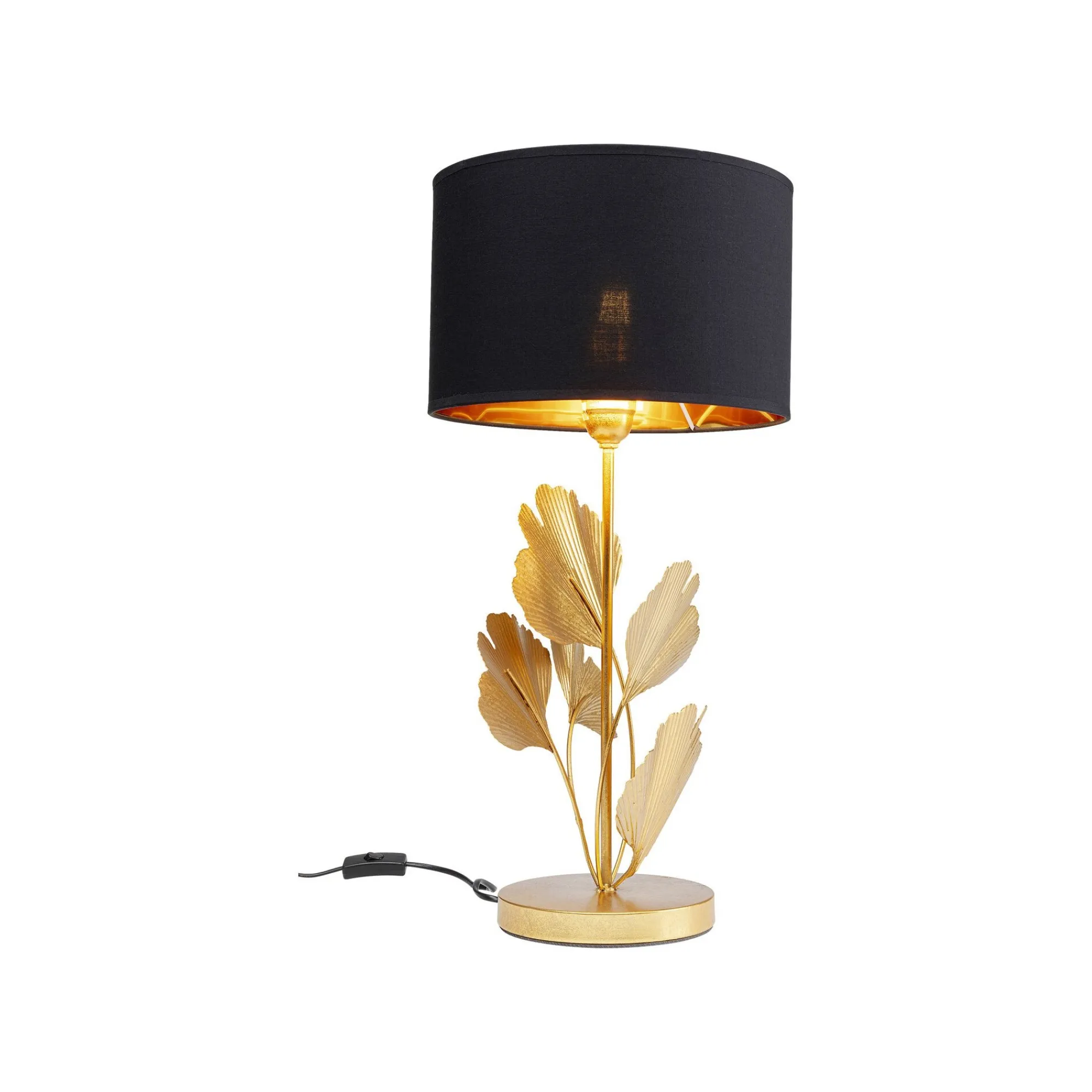 KARE Design Lampe Feuilles De Ginkgo Dorées Et Noir ^ Lampe De Table