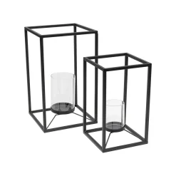 KARE Design Lanternes Lito Noires Set De 2 ^ Bougeoir & Lanterne