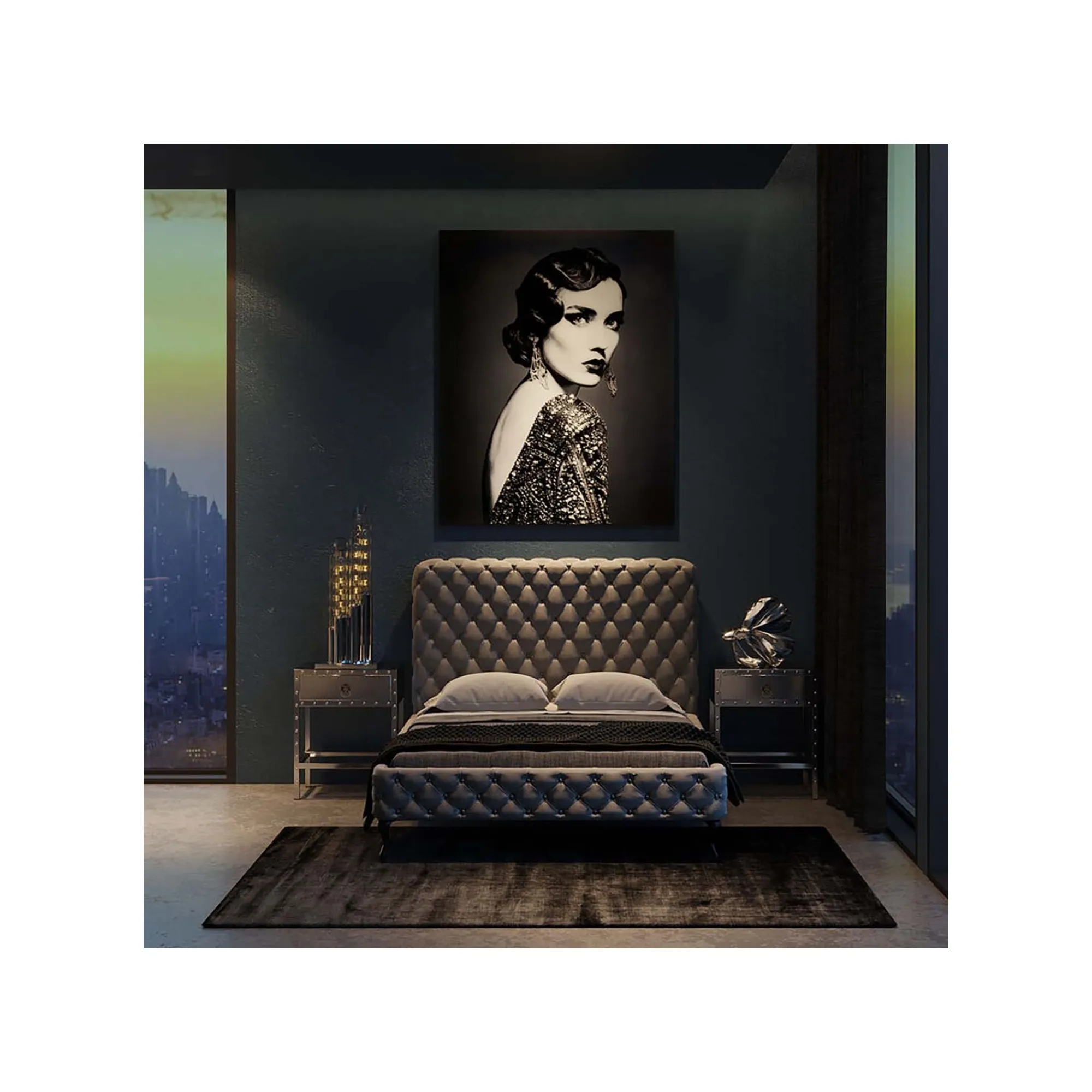 KARE Design Lit Desire Haut Gris Argenté ^ Lit
