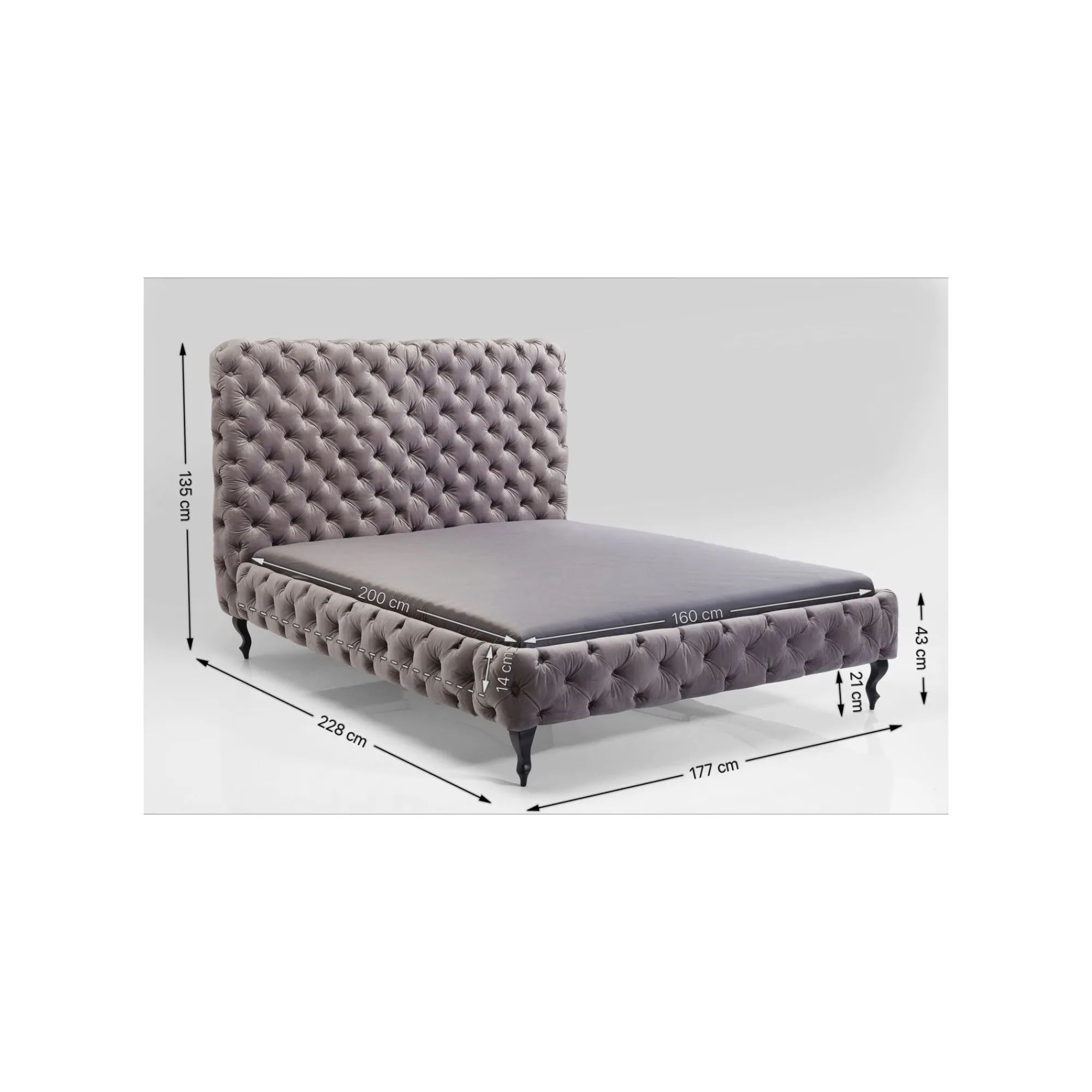 KARE Design Lit Desire Haut Gris Argenté ^ Lit