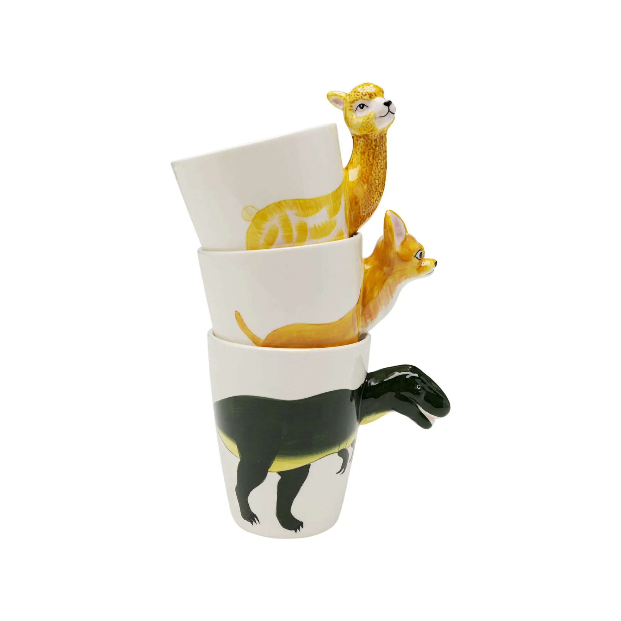 KARE Design Mugs Lama Jaune Set De 4 ^ Vaisselle
