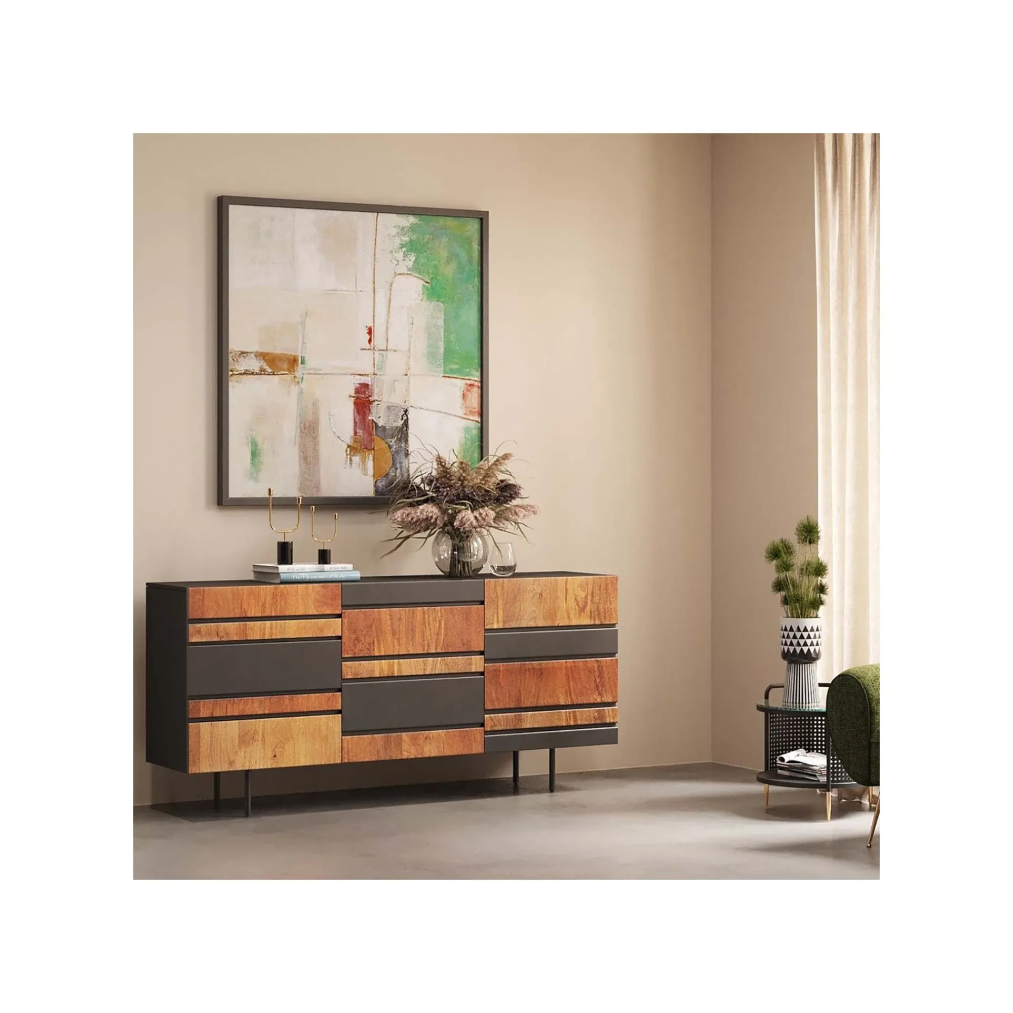 KARE Design Peinture Frame Dust Verte 120x120cm ^ Tableau