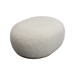 KARE Design Pouf Pebble Boucle Blanc ^ Tabouret & Pouf