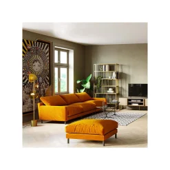 KARE Design Repose-pieds Discovery Velours Ocre ^ Tabouret & Pouf