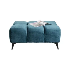 KARE Design Repose-pieds Nia Velours Bleu ^ Tabouret & Pouf