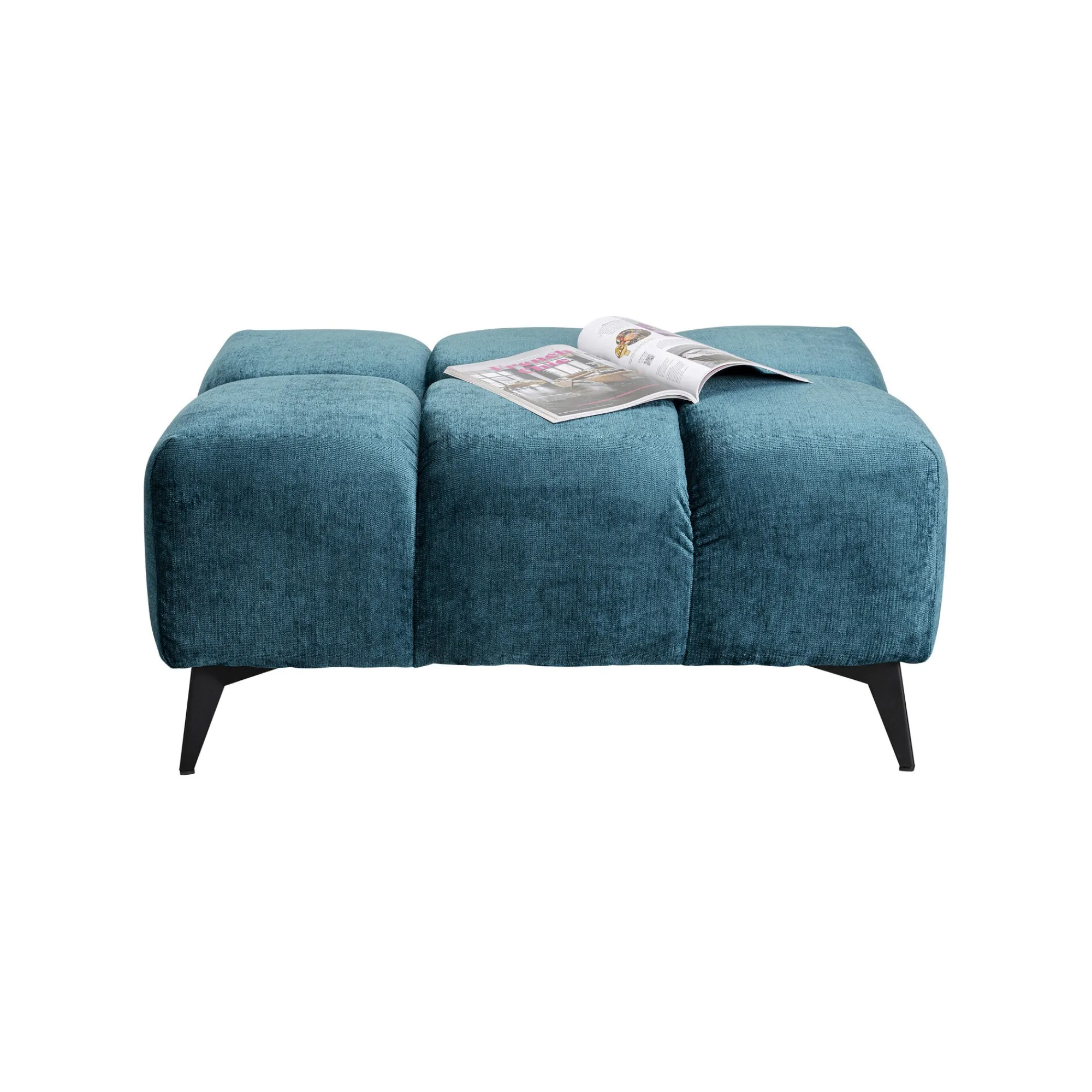 KARE Design Repose-pieds Nia Velours Bleu ^ Tabouret & Pouf