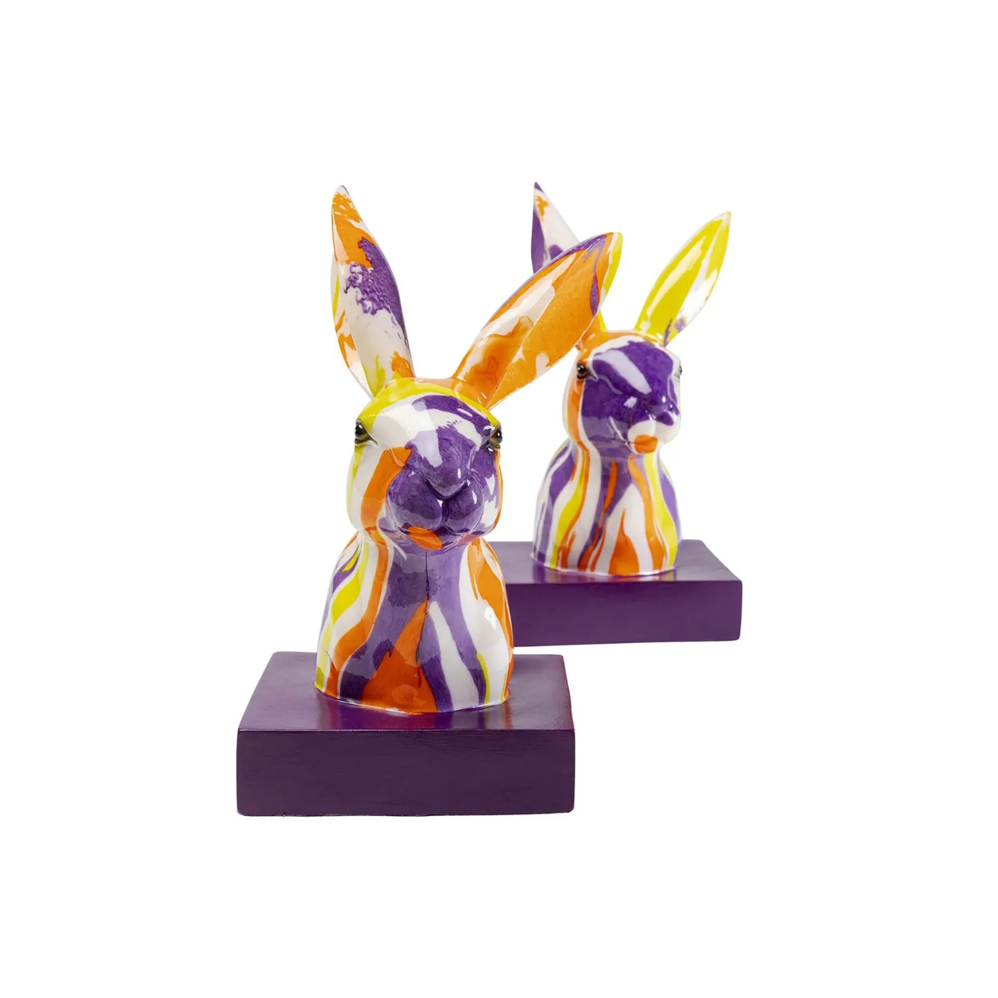 KARE Design Serre-livres Lapins Coulées De Peinture Set De 2 ^ Serrelivres