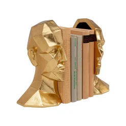 KARE Design Serre-livres Visage Doré Set De 2 ^ Serrelivres