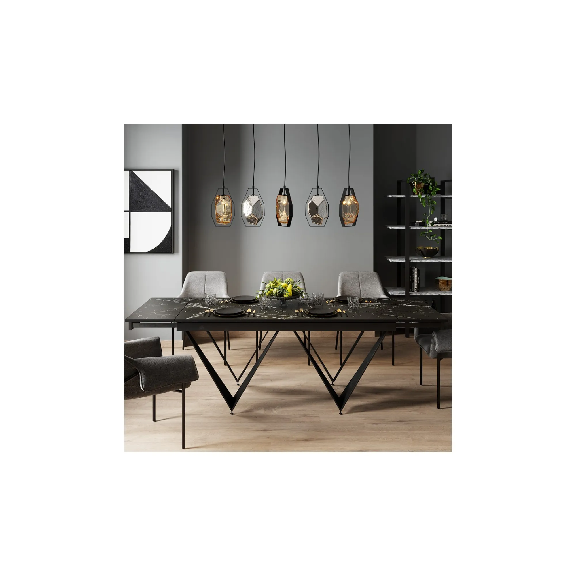 KARE Design Suspension Diamond Fever Noire 110cm ^ Lustre & Suspension