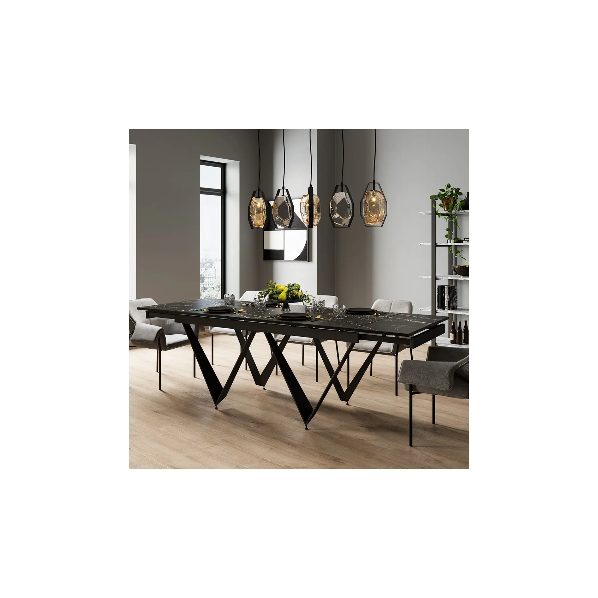 KARE Design Suspension Diamond Fever Noire 110cm ^ Lustre & Suspension