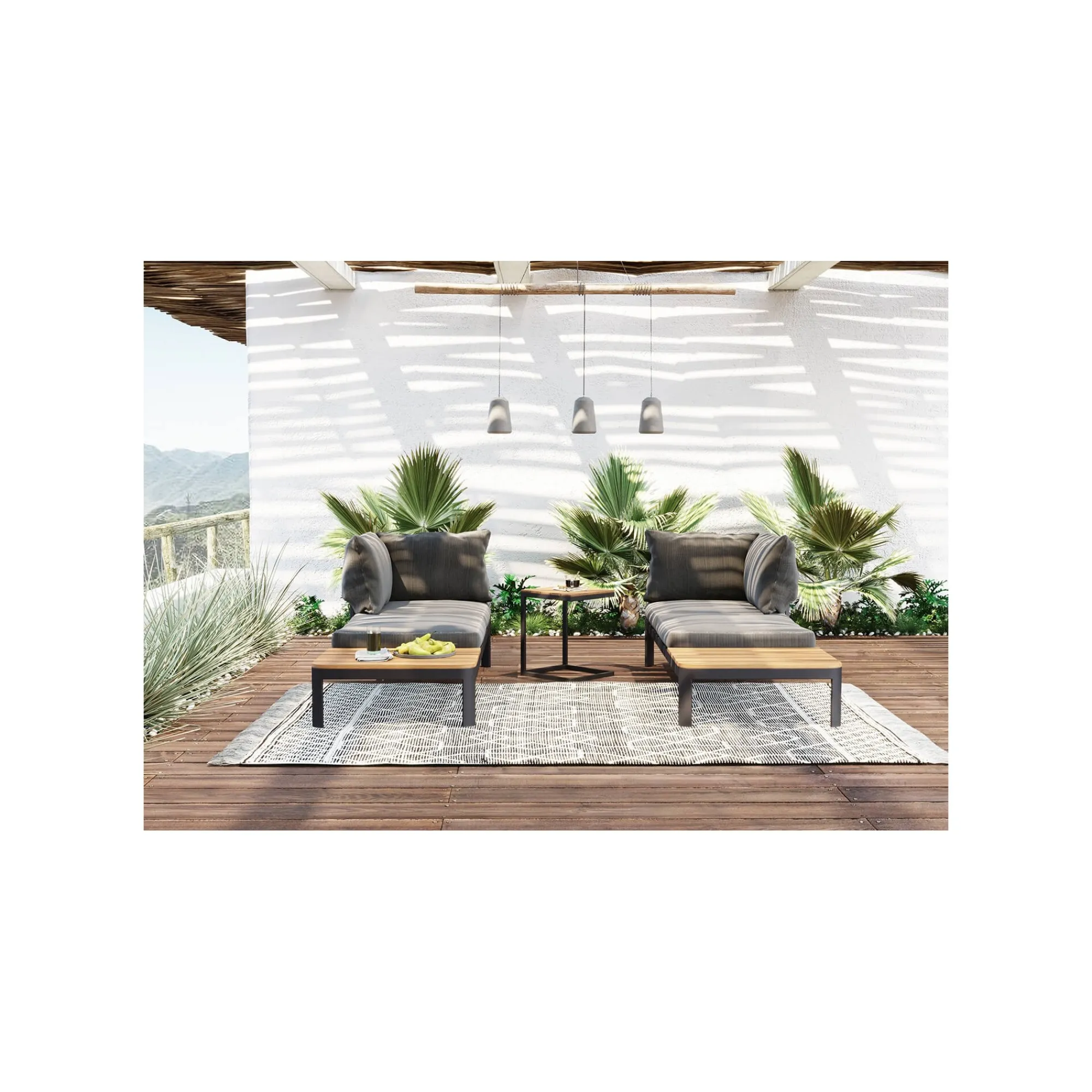 KARE Design Suspension Dining Concrete 3 Grise ^ Lustre & Suspension
