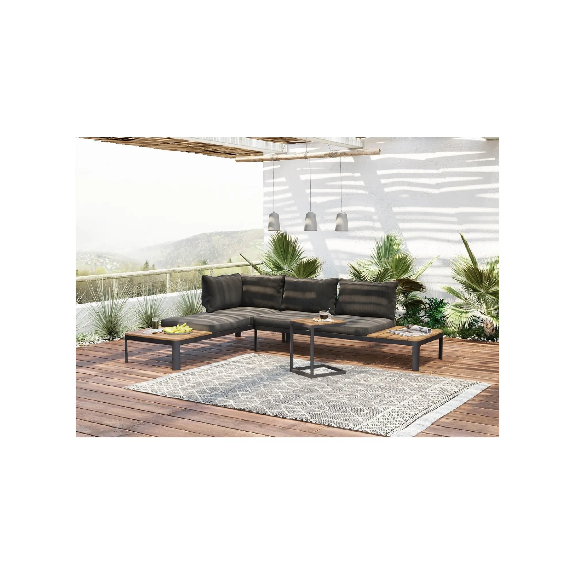 KARE Design Suspension Dining Concrete 3 Grise ^ Lustre & Suspension