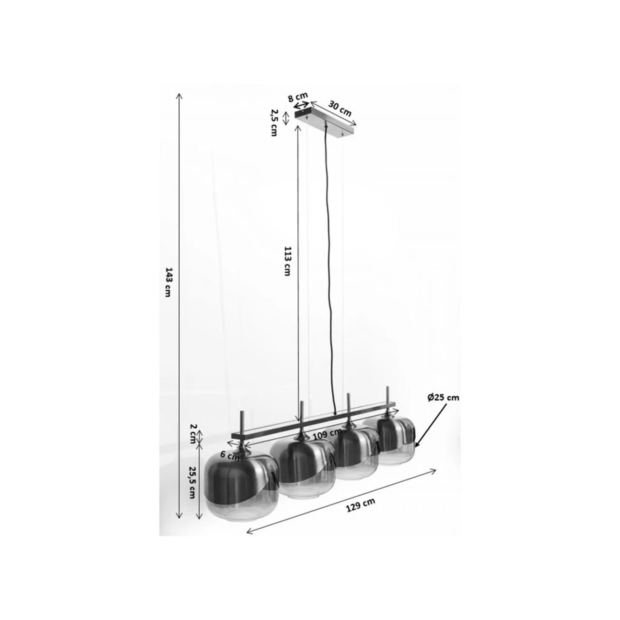 KARE Design Suspension Goblet Ball Quattro Noire ^ Lustre & Suspension