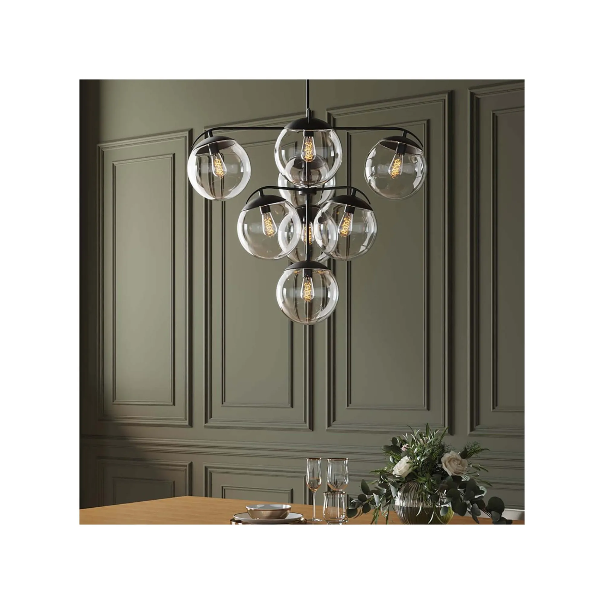 KARE Design Suspension Lasmina 10 Globes Noire ^ Lustre & Suspension