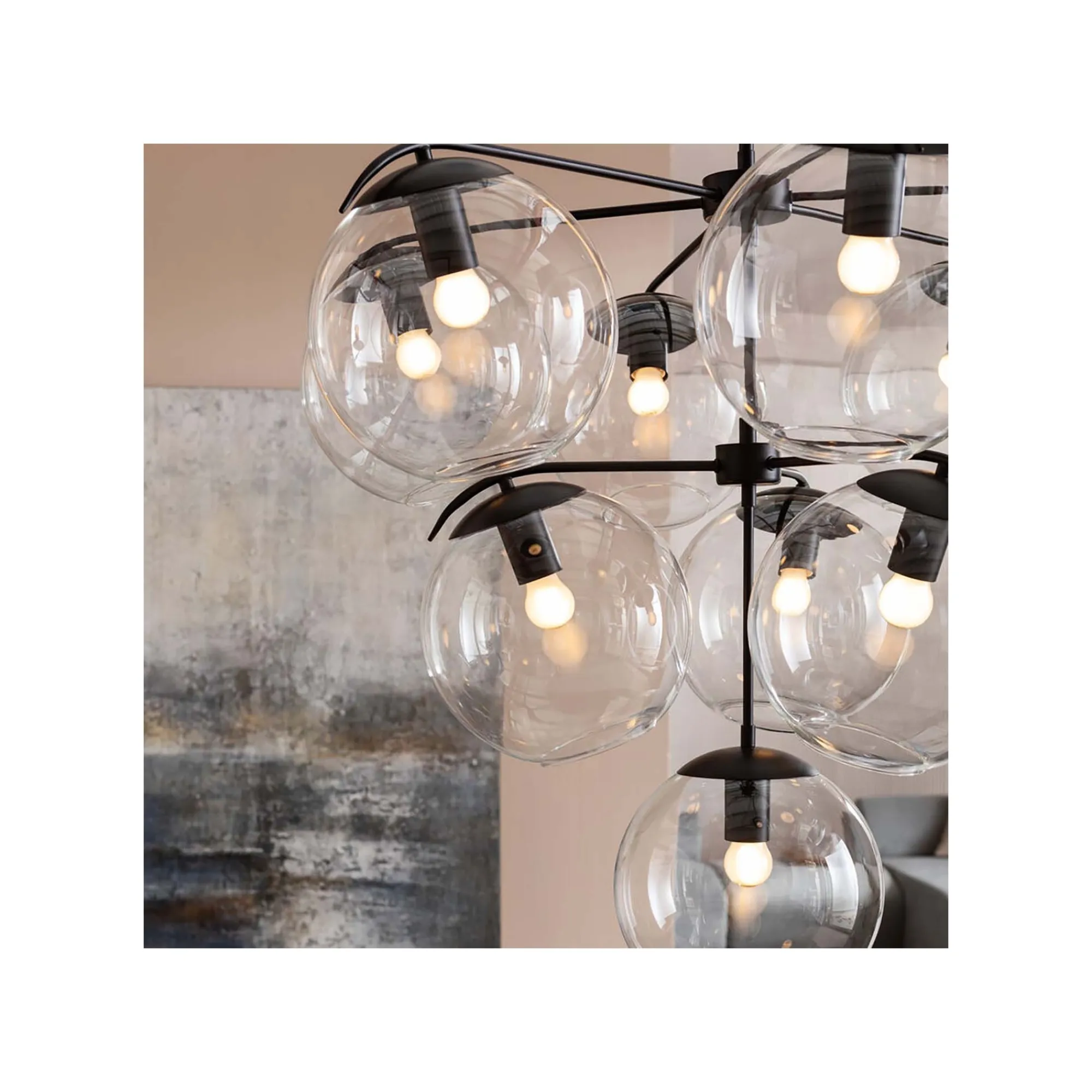 KARE Design Suspension Lasmina 10 Globes Noire ^ Lustre & Suspension