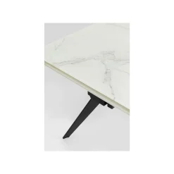 KARE Design Table à Rallonges Amsterdam 240x90cm Effet Marbre Blanc ^ Table