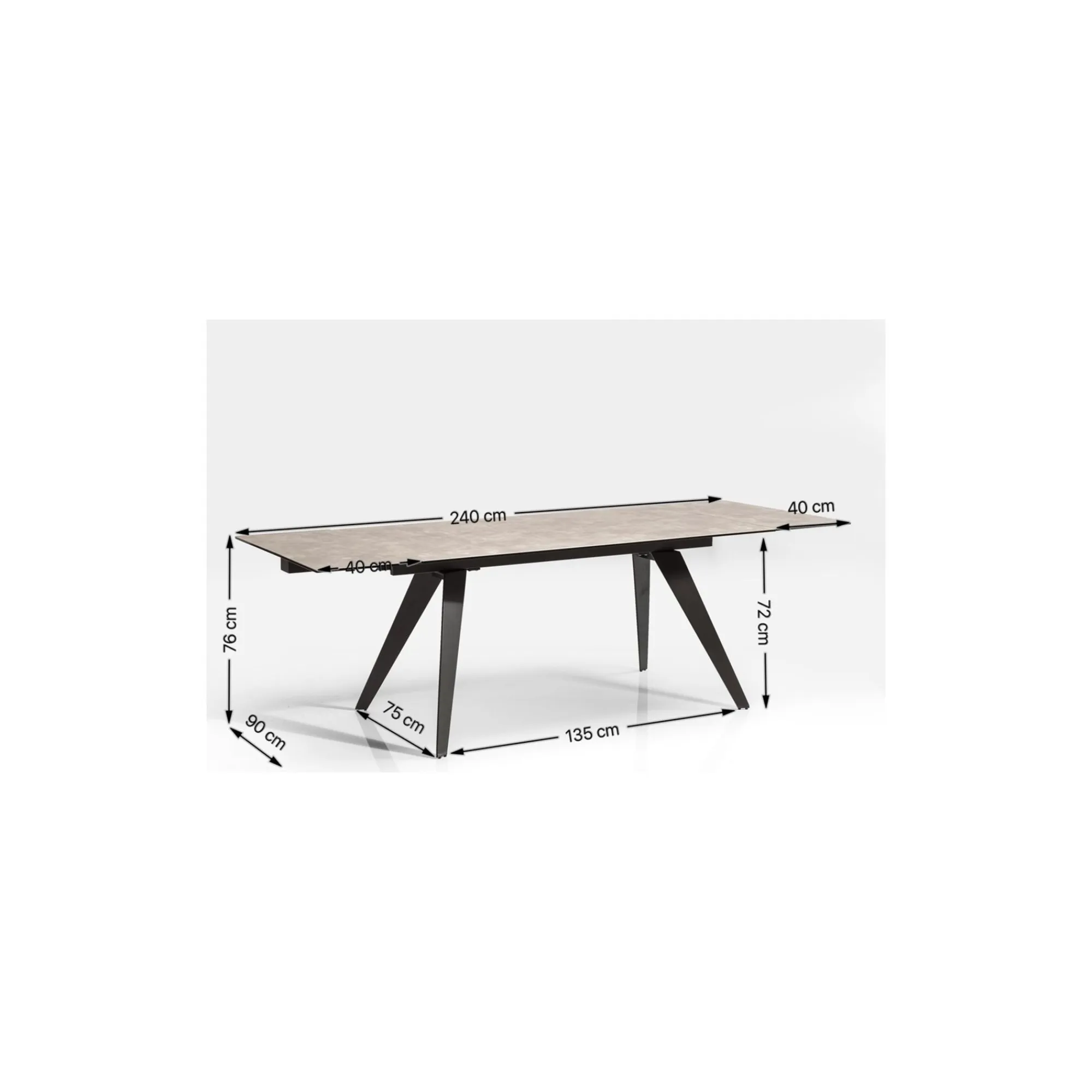 KARE Design Table à Rallonges Amsterdam 240x90cm Effet Marbre Blanc ^ Table