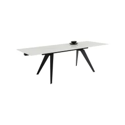 KARE Design Table à Rallonges Amsterdam 240x90cm Effet Marbre Blanc ^ Table