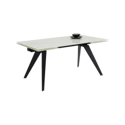 KARE Design Table à Rallonges Amsterdam 240x90cm Effet Marbre Blanc ^ Table