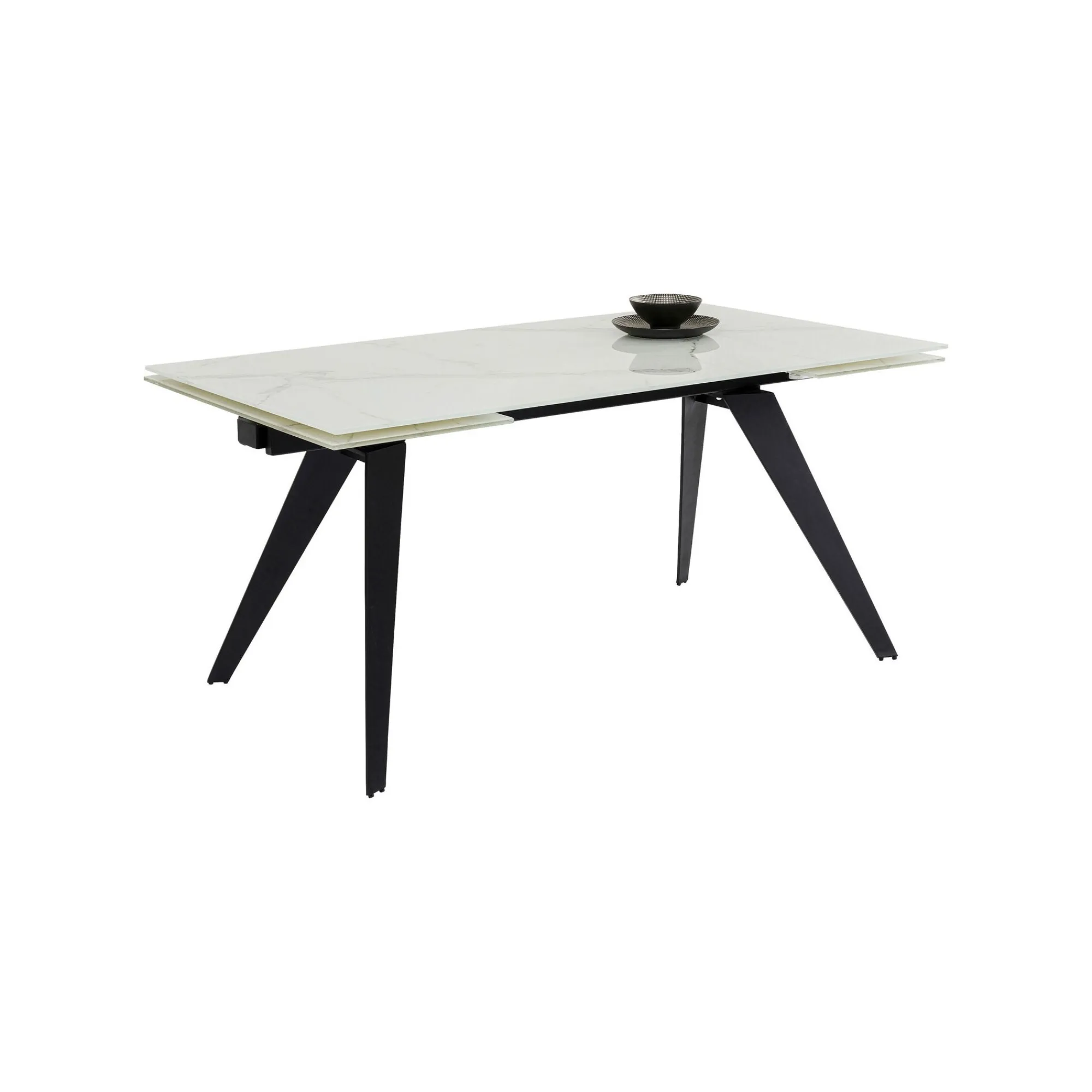 KARE Design Table à Rallonges Amsterdam 240x90cm Effet Marbre Blanc ^ Table