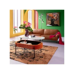 KARE Design Table Basse Coffre Ballabile Orange Effet Marbre Blanc ^ Table Basse