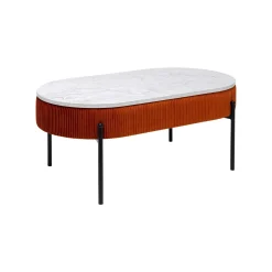 KARE Design Table Basse Coffre Ballabile Orange Effet Marbre Blanc ^ Table Basse