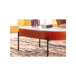 KARE Design Table Basse Coffre Ballabile Orange Effet Marbre Blanc ^ Table Basse