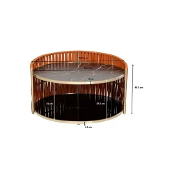 KARE Design Table Basse Effet Marbre Noir Double 86cm ^ Table Basse