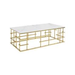 KARE Design Table Basse Rome 130x70cm Blanc Et Or ^ Table Basse
