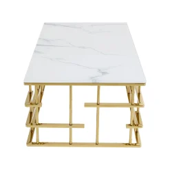 KARE Design Table Basse Rome 130x70cm Blanc Et Or ^ Table Basse