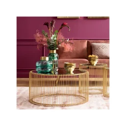 KARE Design Table Basse Ronde Wire 80cm Laiton ^ Table Basse