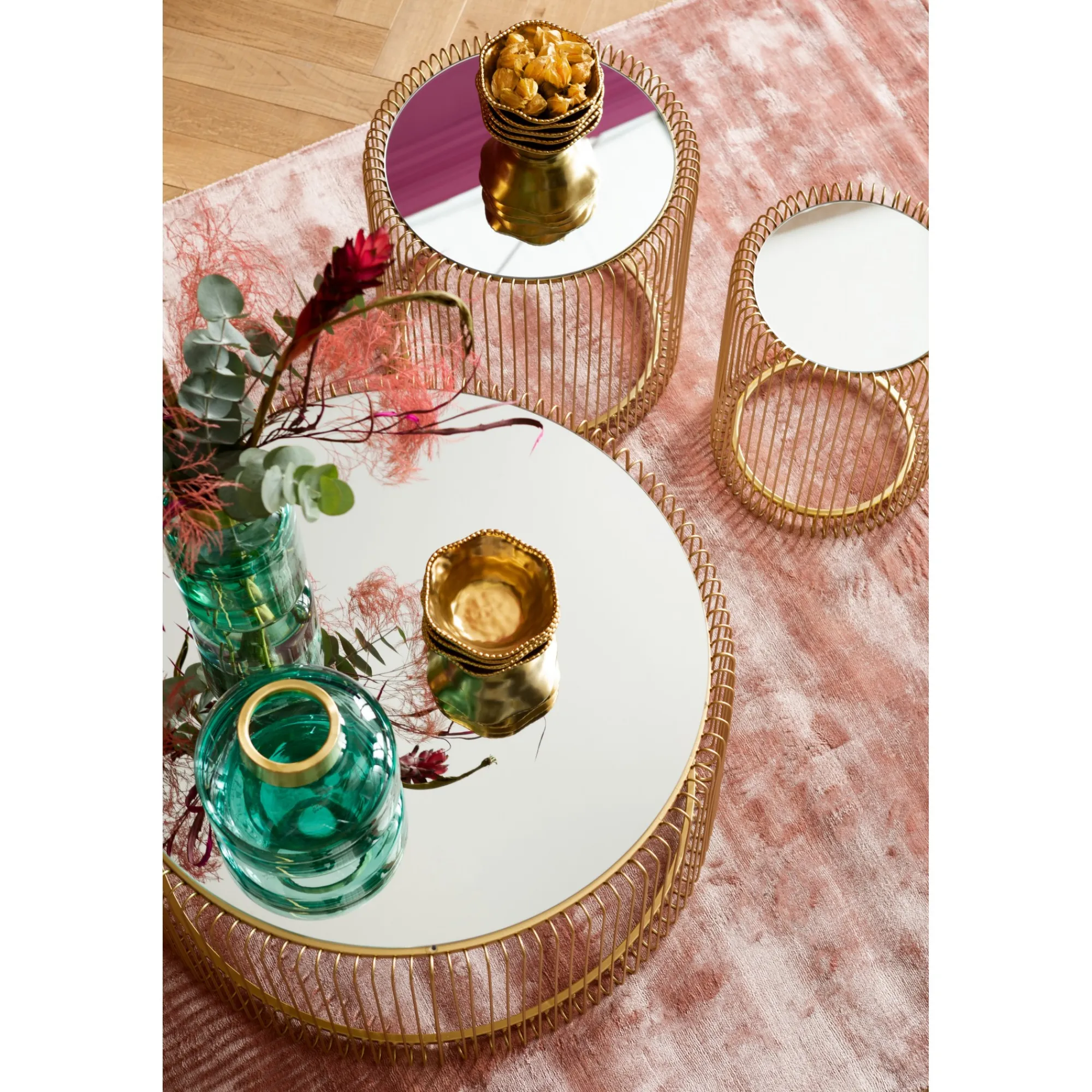 KARE Design Table Basse Ronde Wire 80cm Laiton ^ Table Basse