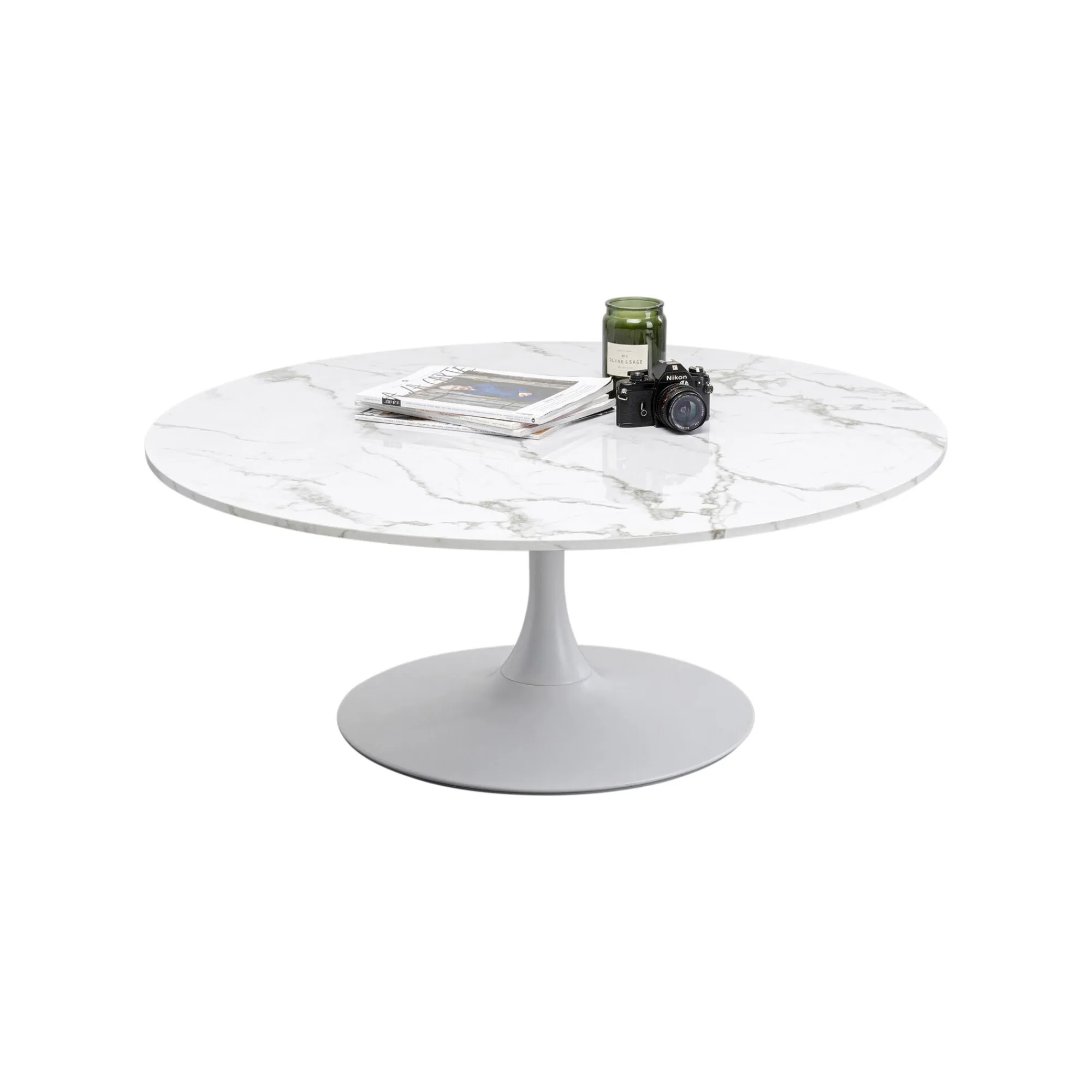 KARE Design Table Basse Schickeria Effet Marbre Blanc 110cm ^ Table Basse