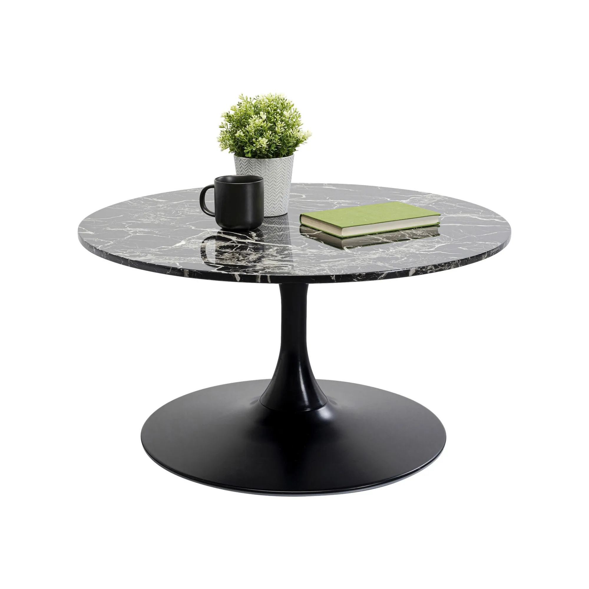 KARE Design Table Basse Schickeria Effet Marbre Noir 80cm ^ Table Basse