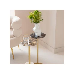 KARE Design Table D'appoint Agate Marbre Blanc 25cm ^ Table D'Appoint & De Chevet