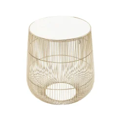 KARE Design Table D'appoint Beam Dorée Marbre Blanc 32cm ^ Table D'Appoint & De Chevet