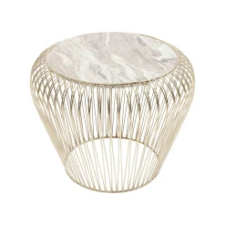 KARE Design Table D'appoint Beam Dorée Marbre Gris 43cm ^ Table D'Appoint & De Chevet