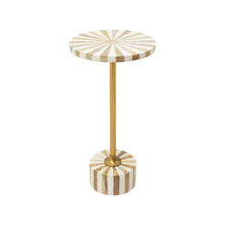 KARE Design Table D'appoint Domero Cirque 25cm Blanche Et Dorée ^ Table D'Appoint & De Chevet