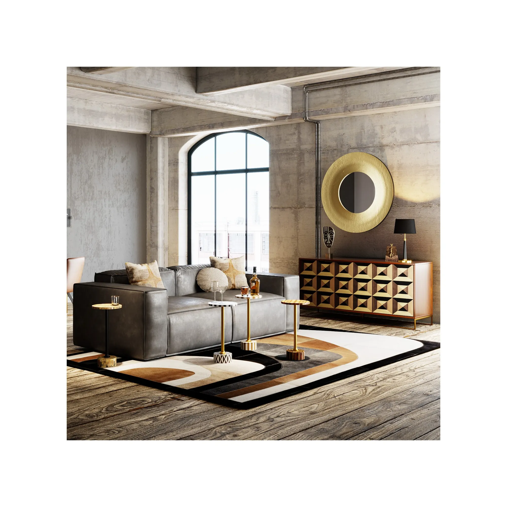 KARE Design Table D'appoint Domero Geo 25cm Marron Et Dorée ^ Table D'Appoint & De Chevet