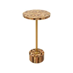 KARE Design Table D'appoint Domero Geo 40cm Marron Et Dorée ^ Table D'Appoint & De Chevet