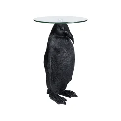 KARE Design Table D'appoint Pingouin Noir Plateau Verre ^ Table D'Appoint & De Chevet