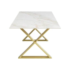 KARE Design Table Eternity Cross Blanche Et Dorée 180x90cm ^ Table