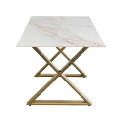 KARE Design Table Eternity Cross Blanche Et Dorée 160x80cm ^ Table