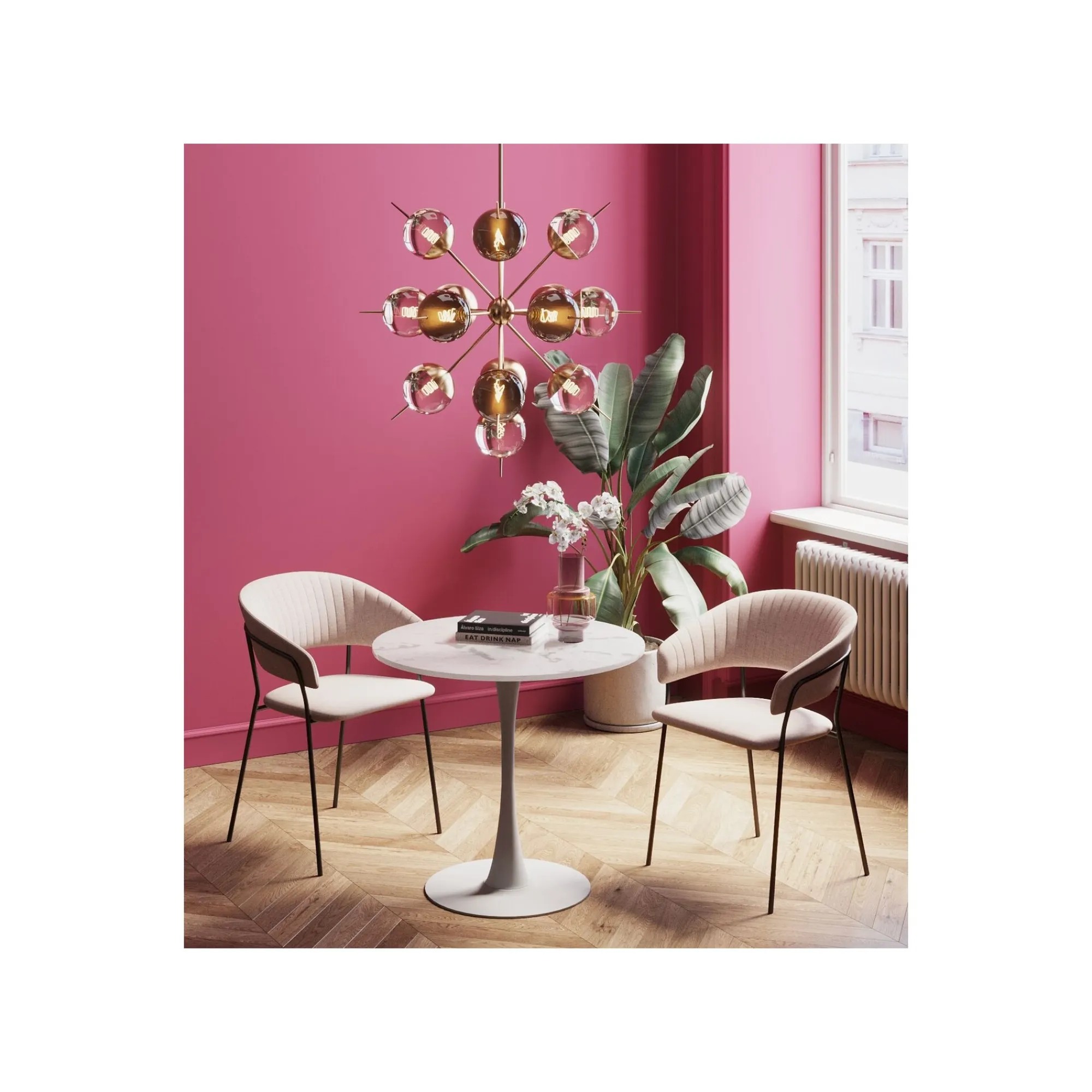 KARE Design Table Schickeria 80cm Effet Marbre Blanc ^ Table
