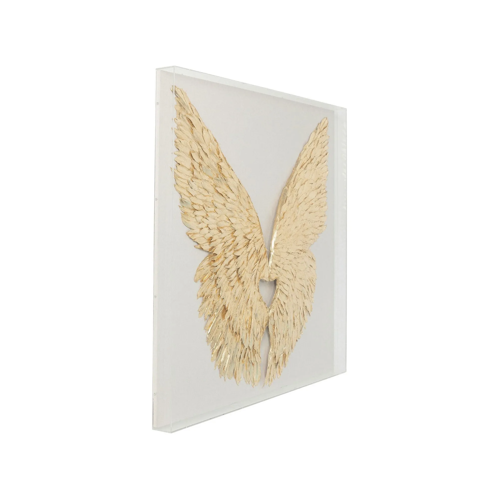 KARE Design Tableau 3D Ailes Blanches Et Dorées 120x120cm ^ Tableau
