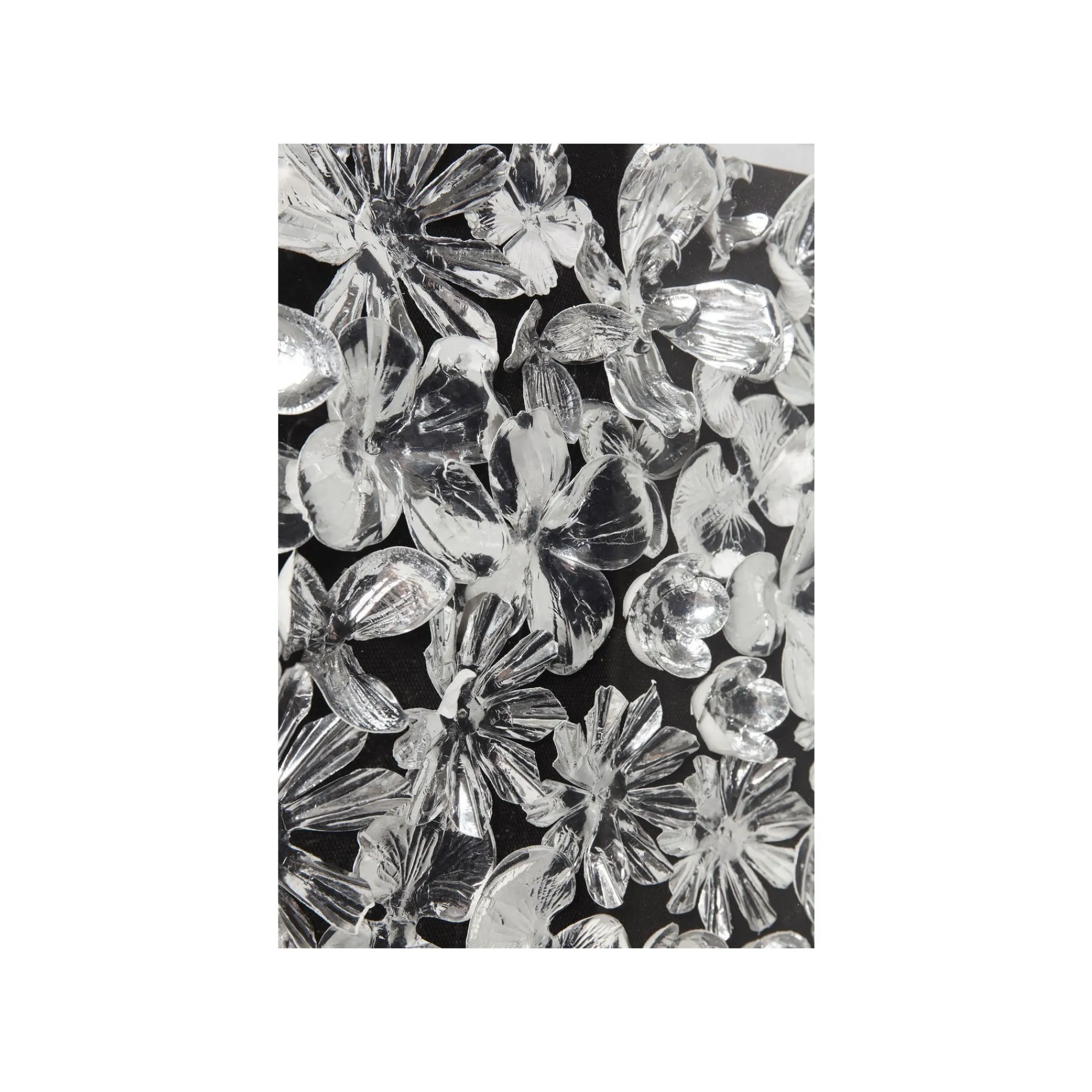 KARE Design Tableau 3D Fleurs Argentées 100x100cm ^ Tableau